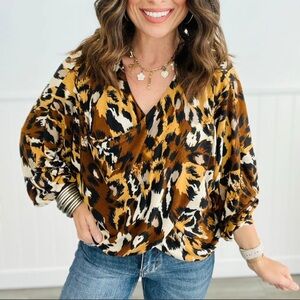 Sew In Love Leopard Print Blouse - Brown and Black